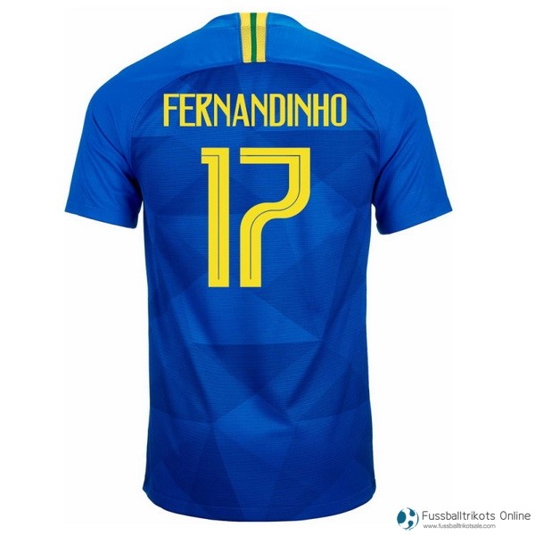 Brasilien Trikot Auswarts Fernandinho 2018 Blau Fussballtrikots Günstig